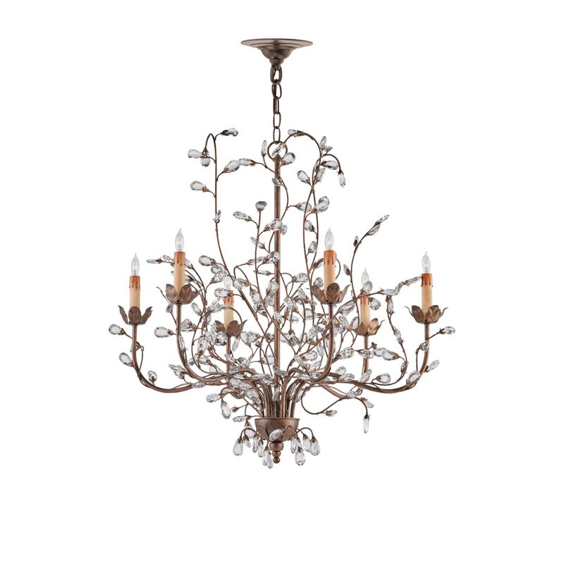 Crystal Bud 28 Inch 6 Light Chandelier by Currey and Company